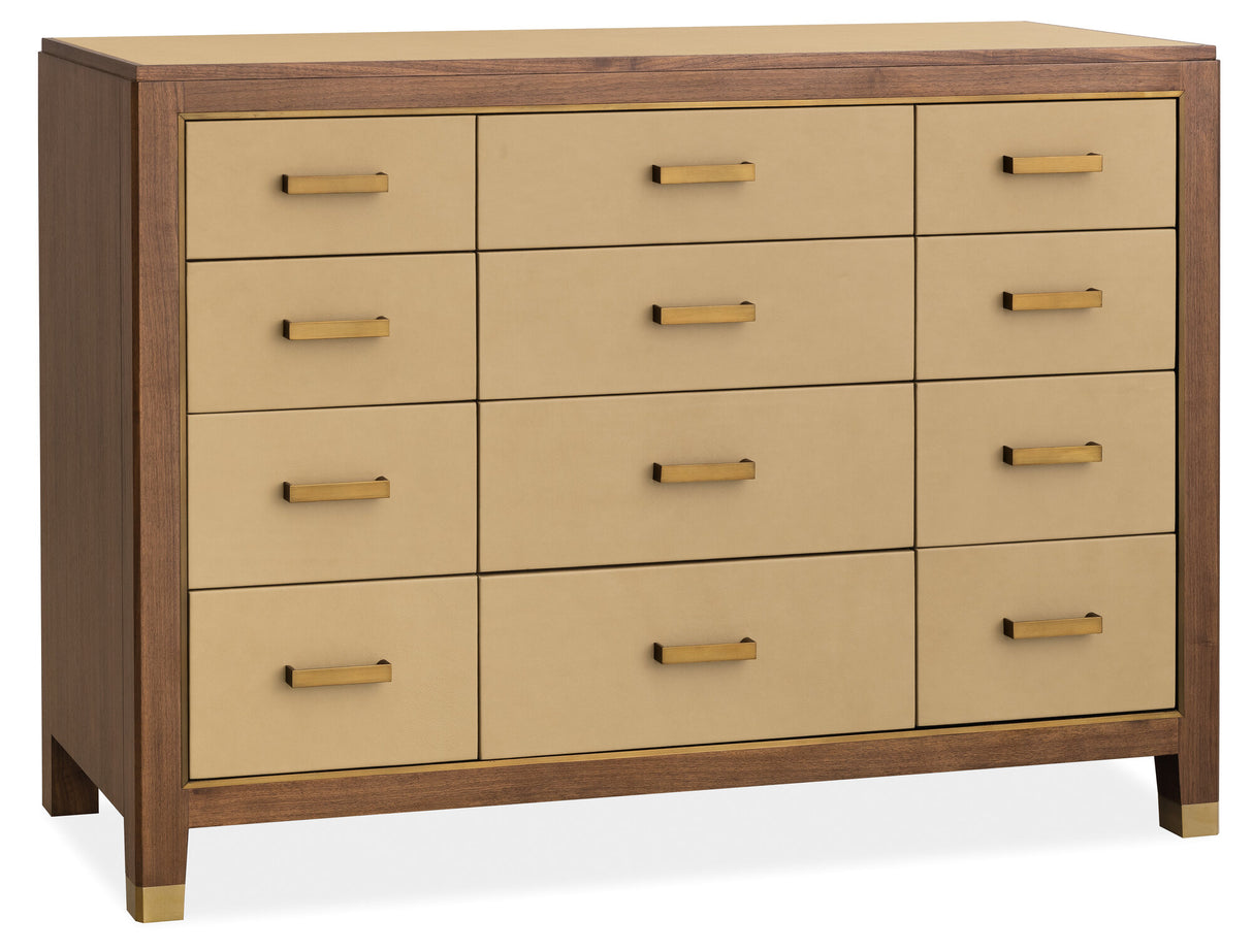 Melange Zurich Accent Drawer Chest by Hooker Furniture in Walnut & Leather
