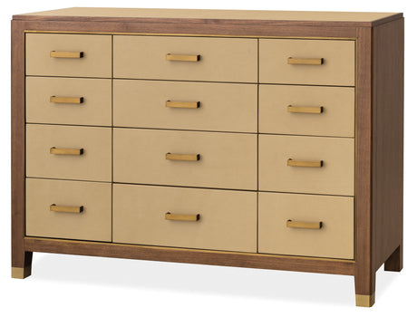 Melange Zurich Accent Drawer Chest by Hooker Furniture in Walnut & Leather