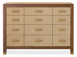 Melange Zurich Accent Drawer Chest by Hooker Furniture in Walnut & Leather