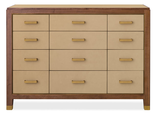 Melange Zurich Accent Drawer Chest by Hooker Furniture in Walnut & Leather
