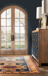 Melange Geneva Accent Drawer Chest by Hooker Furniture in Navy Leather & Walnut