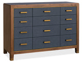 Melange Geneva Accent Drawer Chest by Hooker Furniture in Navy Leather & Walnut