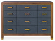 Melange Geneva Accent Drawer Chest by Hooker Furniture in Navy Leather & Walnut