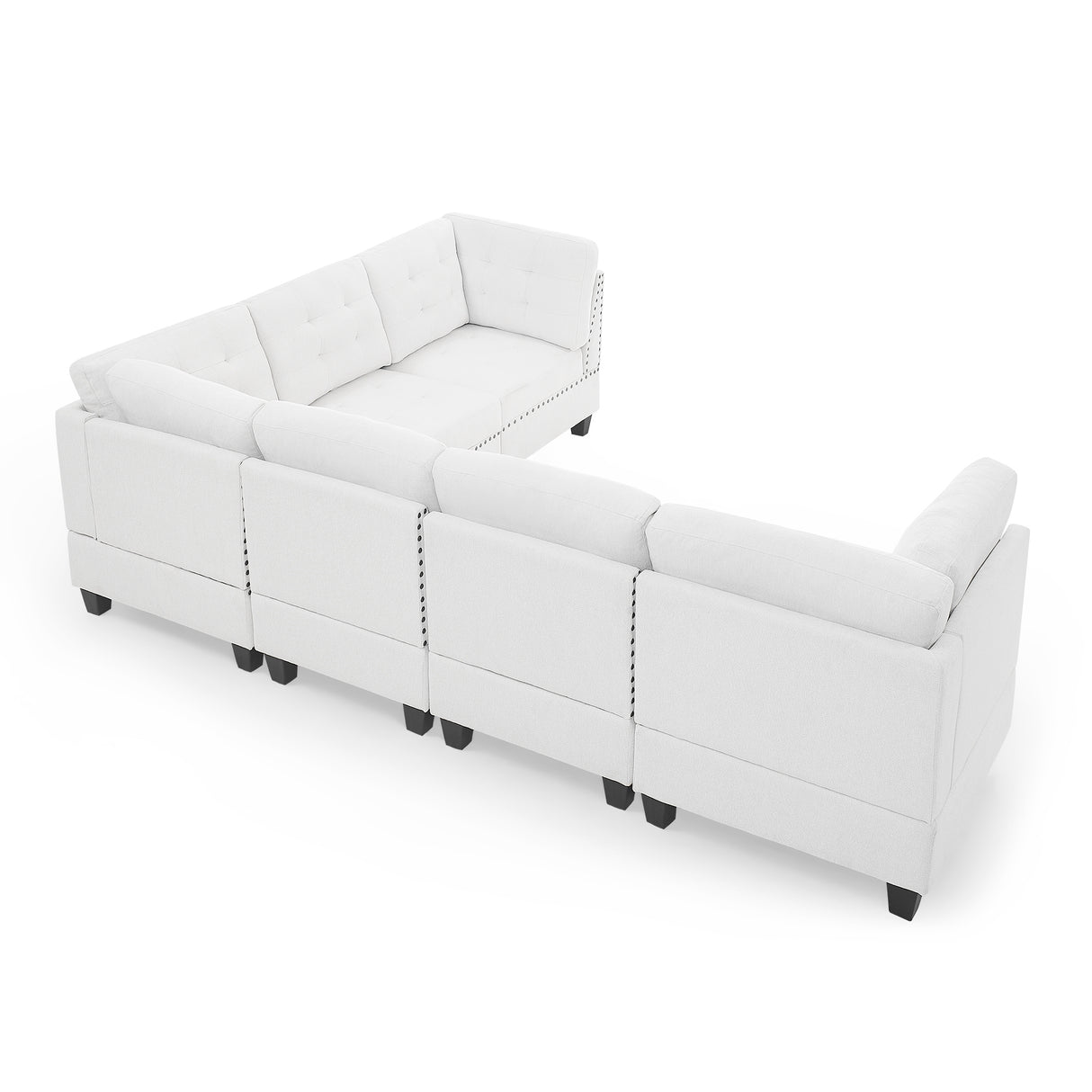 L shape Modular Sectional Sofa,DIY Combination,includes Three Single Chair and Three Corner ,Ivory Chenille - Home Elegance USA