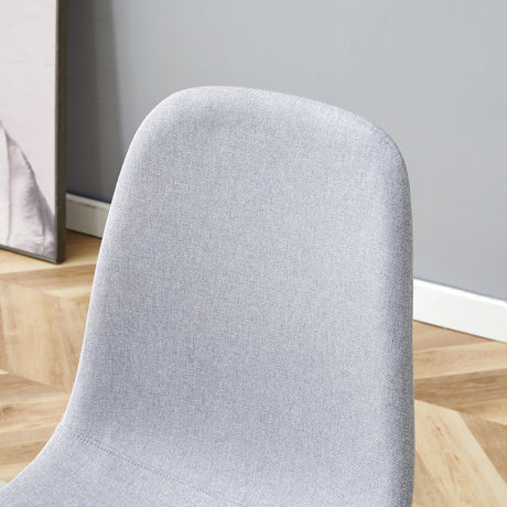 Table and chair set.71*35.4 inch White Grain Spliced Dining Table With Storage Function In The Middle Of The Table Legs.Paired with 8 Light Gray Linen-Cotton Material High Resilience Dining Chairs. - sold by Home Elegance USA
