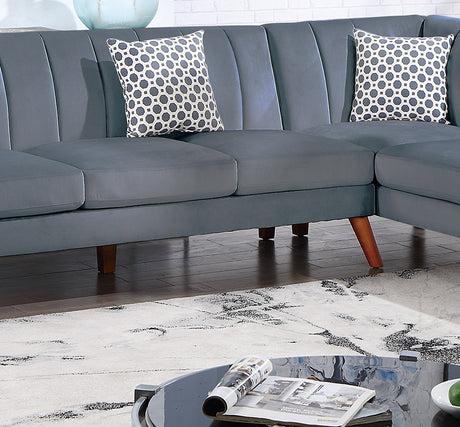 Contemporary 2-Pcs Sectional Set Living Room Furniture Dark Gray Velvet Couch Left Facing Sofa, Right Facing Chaise Plush Cushion - sold by Home Elegance USA