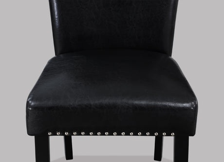 White Faux Marble & Black Finish Dining Table Set Black Faux Leather Upholstered Chairs Bench Nailhead Trim Polyurethane Fabric 6pc Set - sold by Home Elegance USA