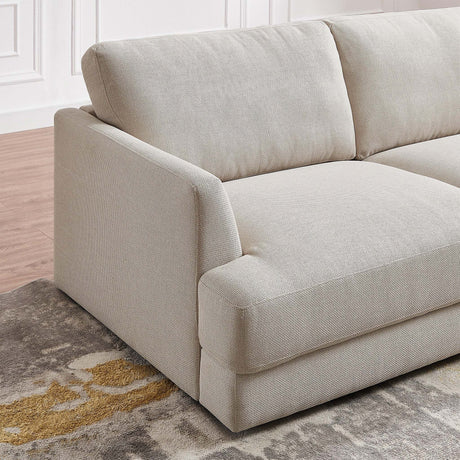 Glander Cozy Sectional Sofa Right Facing Linen Fabric Cream Mid-Century Modern Design - sold by Home Elegance USA