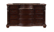 1pc Marble Top 11 Drawers Dresser Intricate Moldings Beautifully Curved Silhouette Brown Dark Cherry Finish Bedroom Solid Wood Furniture