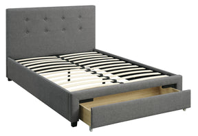 Modern Bedroom Furniture Grey Polyfiber 1pc Full Size Bed Tufted Headboard Storage Drawer Footboard