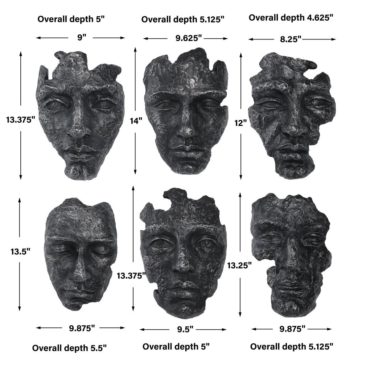 Self-Portrait Metallic Wall Decor (Set of 6) - Black by Uttermost - View 9