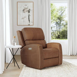 Linden Power Swivel Gliding Recliner With Power Headrest, Lumbar, Heat & Massage - Caramel | Flexsteel