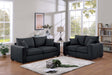 Contemporary Style 2pc Sofa Set 1x Loveseat 1x Sofa Set Cushion Back Matching Pillow Square Arms Wooden Legs Black Finish Primary Living Room