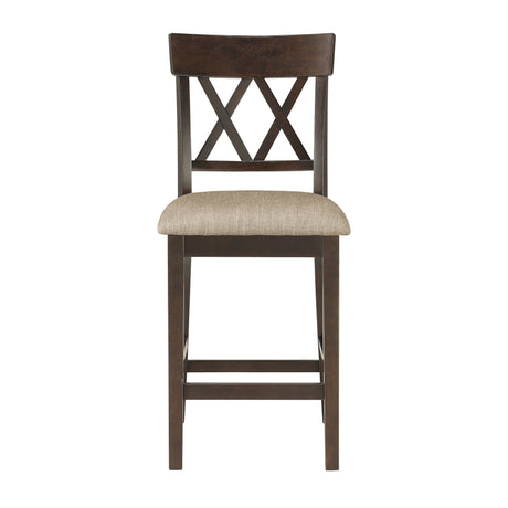 Dark Brown Finish Counter Height Table with Lazy Susan Lower Display Shelf and 6x Counter Height Chairs Contemporary Dining 7pc Set Wooden Furniture - sold by Home Elegance USA