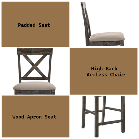 Martha II Weathered Gray Finish 7 PCs Counter Height Dining Room Set - sold by Home Elegance USA