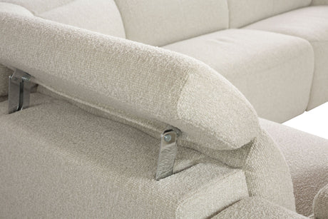 Dayana Beige Boucle Power Recliner Sectional Sofa for 5 People with Cupholder Console & Adjustable Headrest - sold by Home Elegance USA