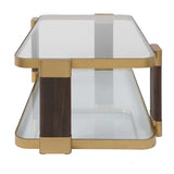 Ryles Glass Coffee Table Brass / Brown / Woodtone - Gold / Dark Brown by Uttermost - View 5