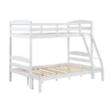 Twin over Full Bunk Bed with Guard Rails 1pc Sturdy Wood Frame White Finish Youth Bedroom Furniture - sold by Home Elegance USA