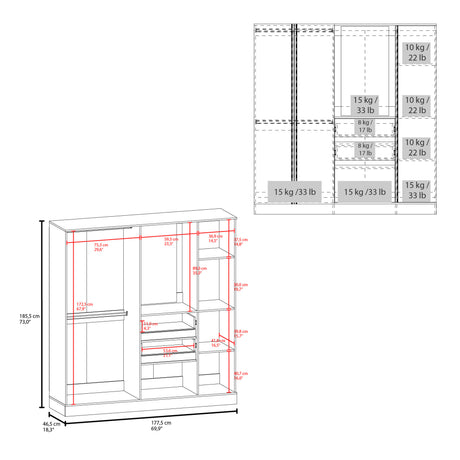 Minden Armoire, Bedroom, White - sold by Home Elegance USA