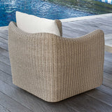 Sunset Outdoor Swivel Lounge Chair Oatmeal / Oyster White - Light Brown / White by Uttermost - View 9