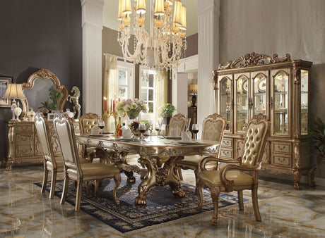 Acme - Dresden Dining Table W/2 Leaves 63150 Gold Patina & Bone Finish