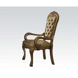 Acme - Dresden Arm Chair (Set-2) 63154 Bone Synthetic Leather & Gold Patina Finish