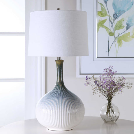 Eichler Mid-Century Table Lamp - White / Blue by Uttermost - View 3