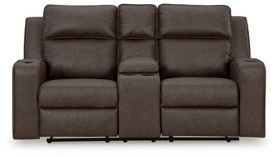 Ashley Granite Lavenhorne DBL Rec Loveseat w/Console - Faux Leather | Home Elegance USA