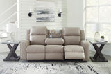 Ashley Pebble Lavenhorne REC Sofa w/Drop Down Table - Faux Leather | Home Elegance USA