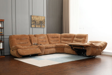 Emmy Orange Chenille Power Motion Sectional Sofa - sold by Home Elegance USA