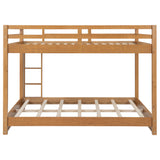 Wood Queen Size Bunk Bed with Ladder in Wood Color, Solid Pine Wood+MDF, 85.4''L x 64.2''W x 63''H