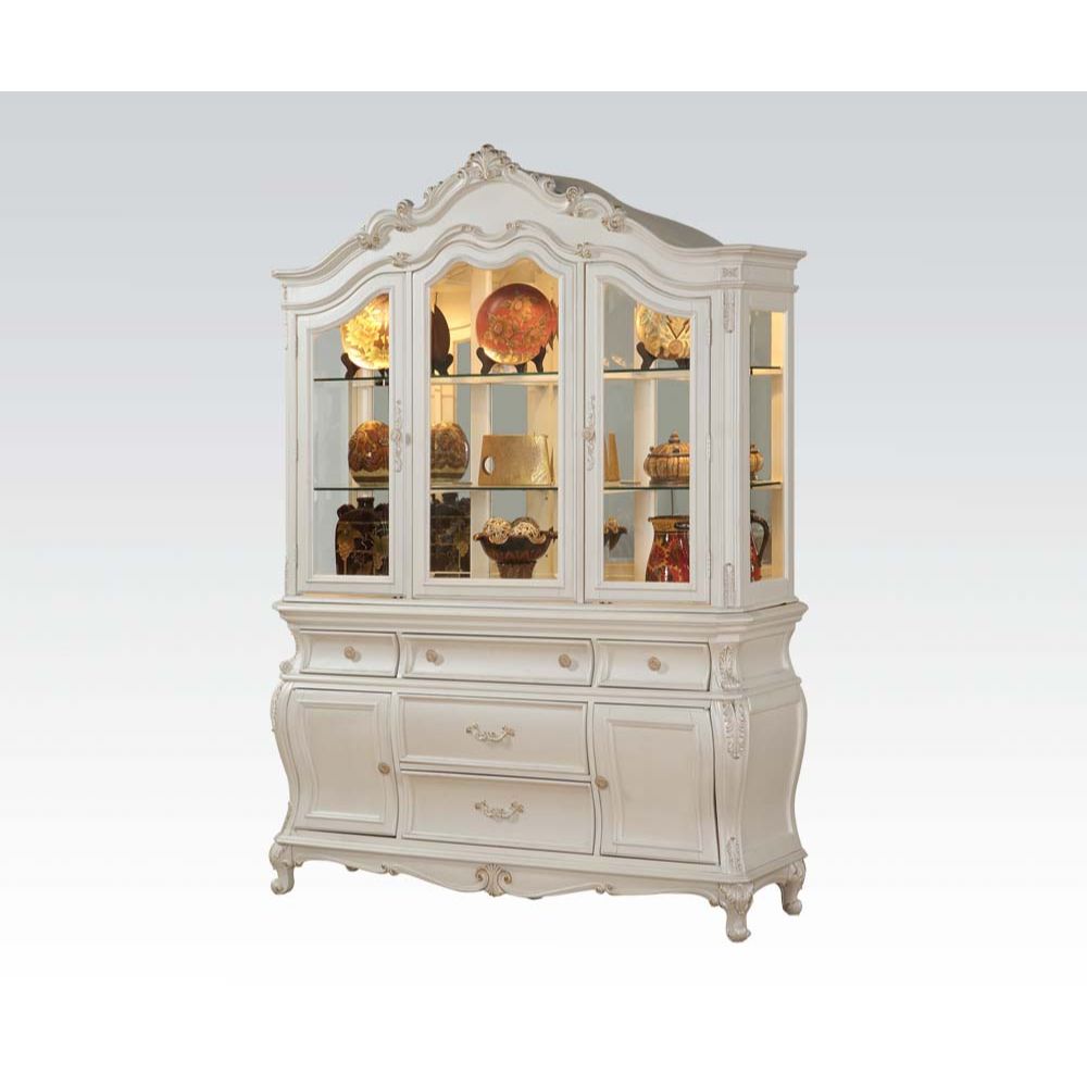 Acme - Chantelle Buffet & Hutch 63544 Pearl White Finish