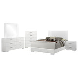 August Glossy White 6-piece Panel Bedroom Set