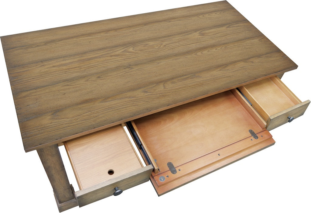 Melange Architectural Writing Desk 60-in Oak Veneer Light Wood - Hooker Furniture - sold by Home Elegance USA