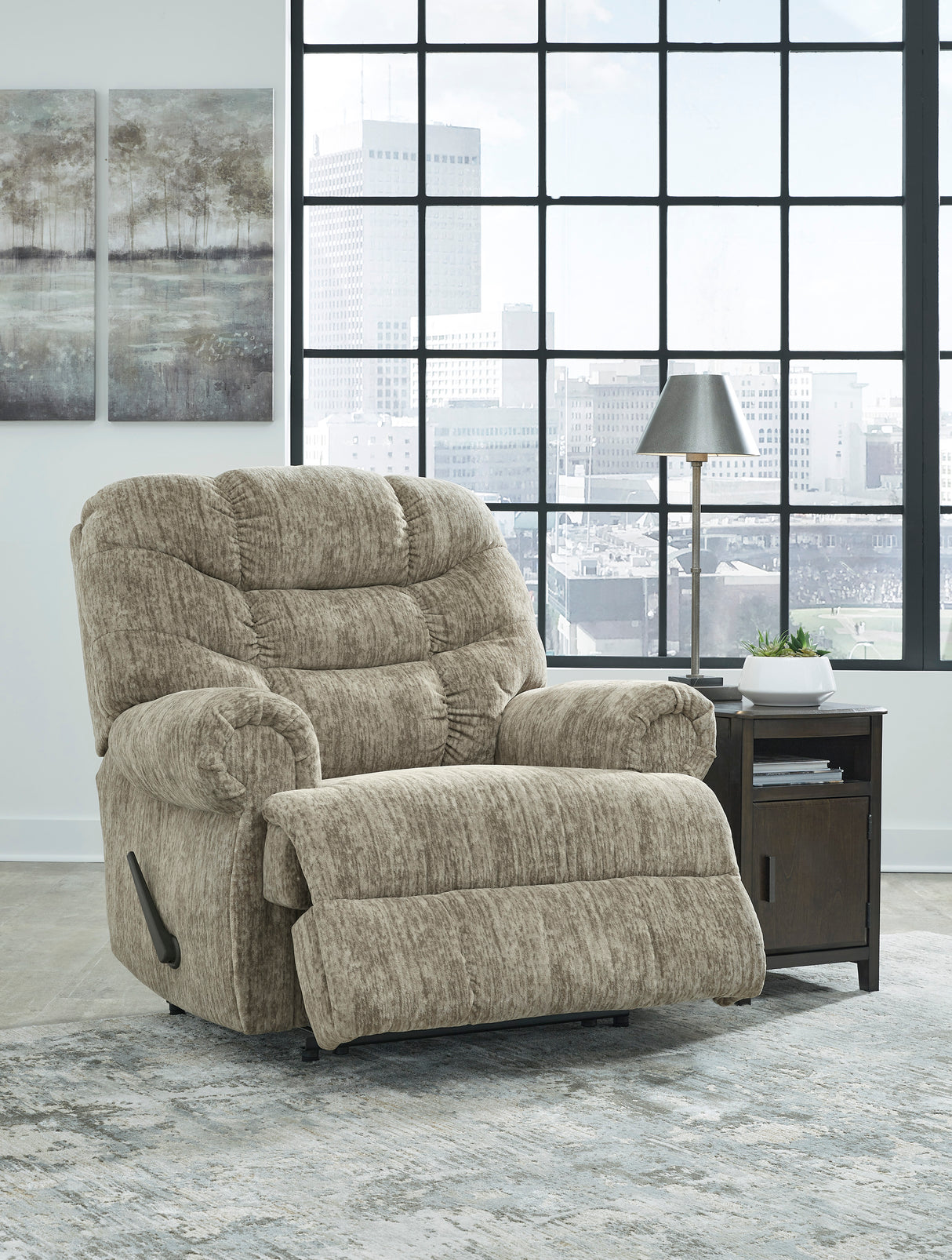 Zero Wall Recliner Movie Man - Taupe Velvet | Ashley - Home Elegance USA