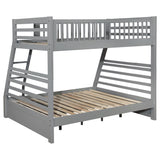 Keira Grey 2-Drawer Wood Twin Over Full Bunk Bed in Grey with MDF and Pine Construction