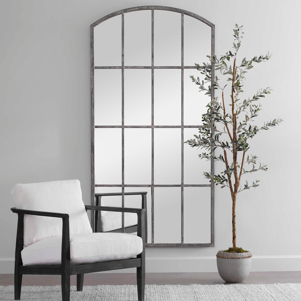 Amiel Arched Mirror Ivory - Silver / White by Uttermost - View 2