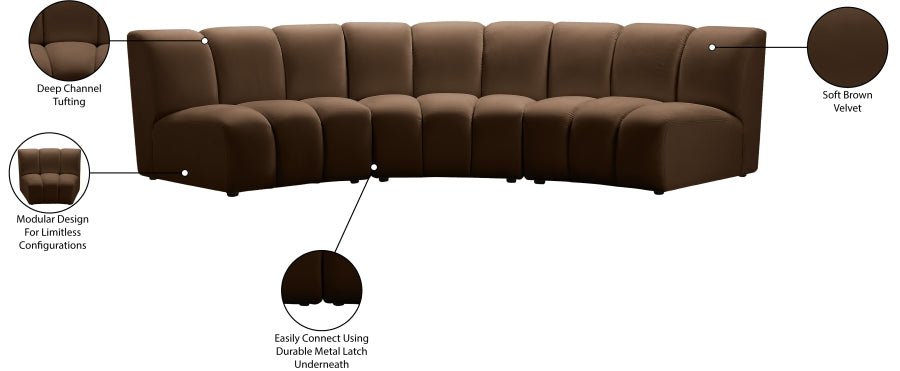 Infinity Modular Sofa In Brown - 638Brown-3PC | Meridian