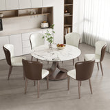 53' Round Dining Table - Scratch & Heat Resistant Sintered Stone Tabletop for Dining Room & Kitchen(6 chairs)