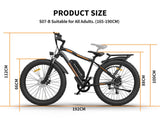 AOSTIRMOTOR S07 - B 26" 750W Electric Bike Fat Tire P7 48V 12.5AH Removable Lithium Battery for Adults with Detachable Rear Rack Fender(Black) - 20211221S07B - Home Elegance USA - 15