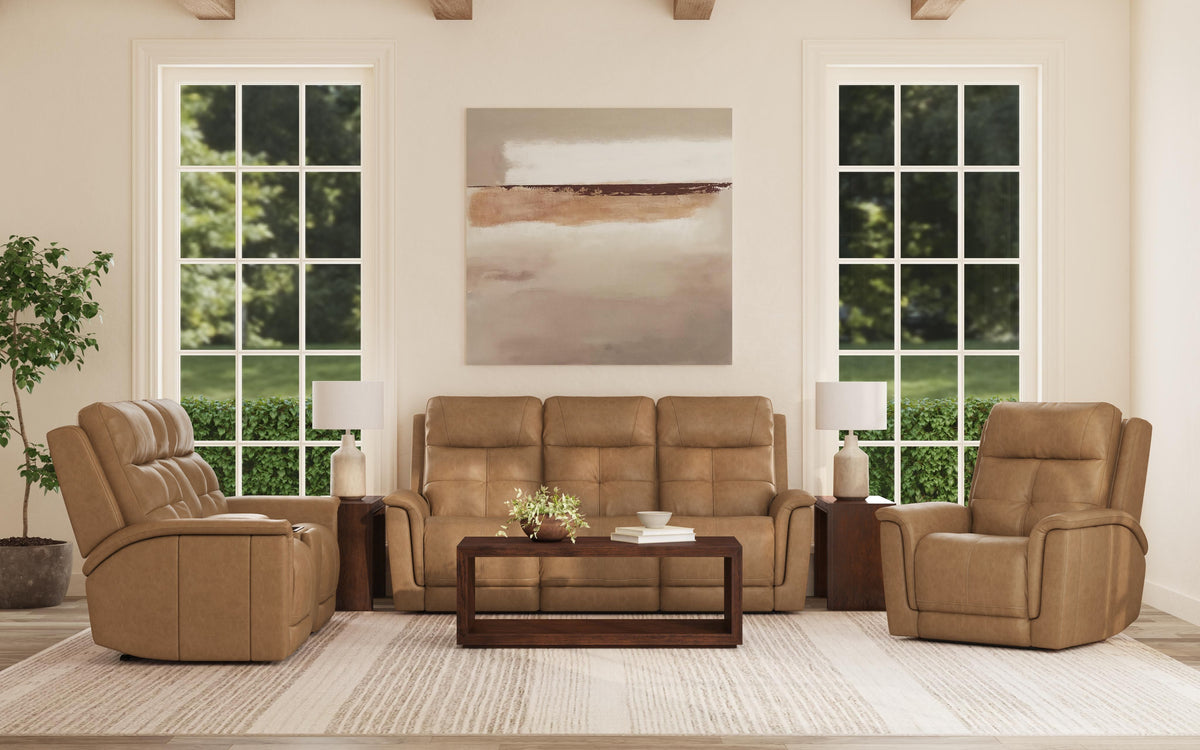 Ranger Power Reclining Sofa With Console, Power Headrest, Lumbar, Heat & Massage - Oakridge | Flexsteel