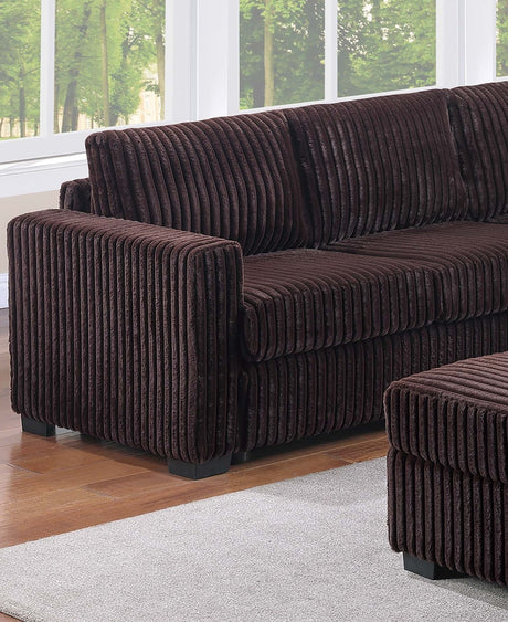 Contemporary Style 4pc L-Shaped Sectional Set USB Cup Holder Cushion Back Loveseat Plastic Legs Cocktail Ottoman Square Arms Coffee Finish Primary Living Room - sold by Home Elegance USA