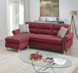 Paparika Red Color Polyfiber Reversible Sectional Sofa Set Chaise Pillows Plush Cushion Couch Nailheads - sold by Home Elegance USA