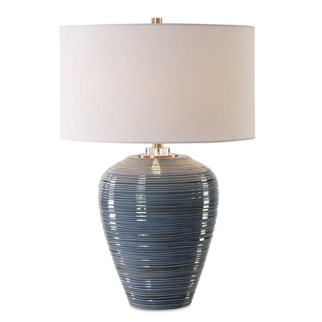 Moher Glossy Blue Table Lamp by Uttermost - View 1