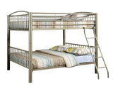 Metallic Gold Finish Contemporary Style Full Over Full Bunk Bed Full Metal Structure Movable Ladder Top Bed Rails Convert Into Two Separate Bed - sold by Home Elegance USA