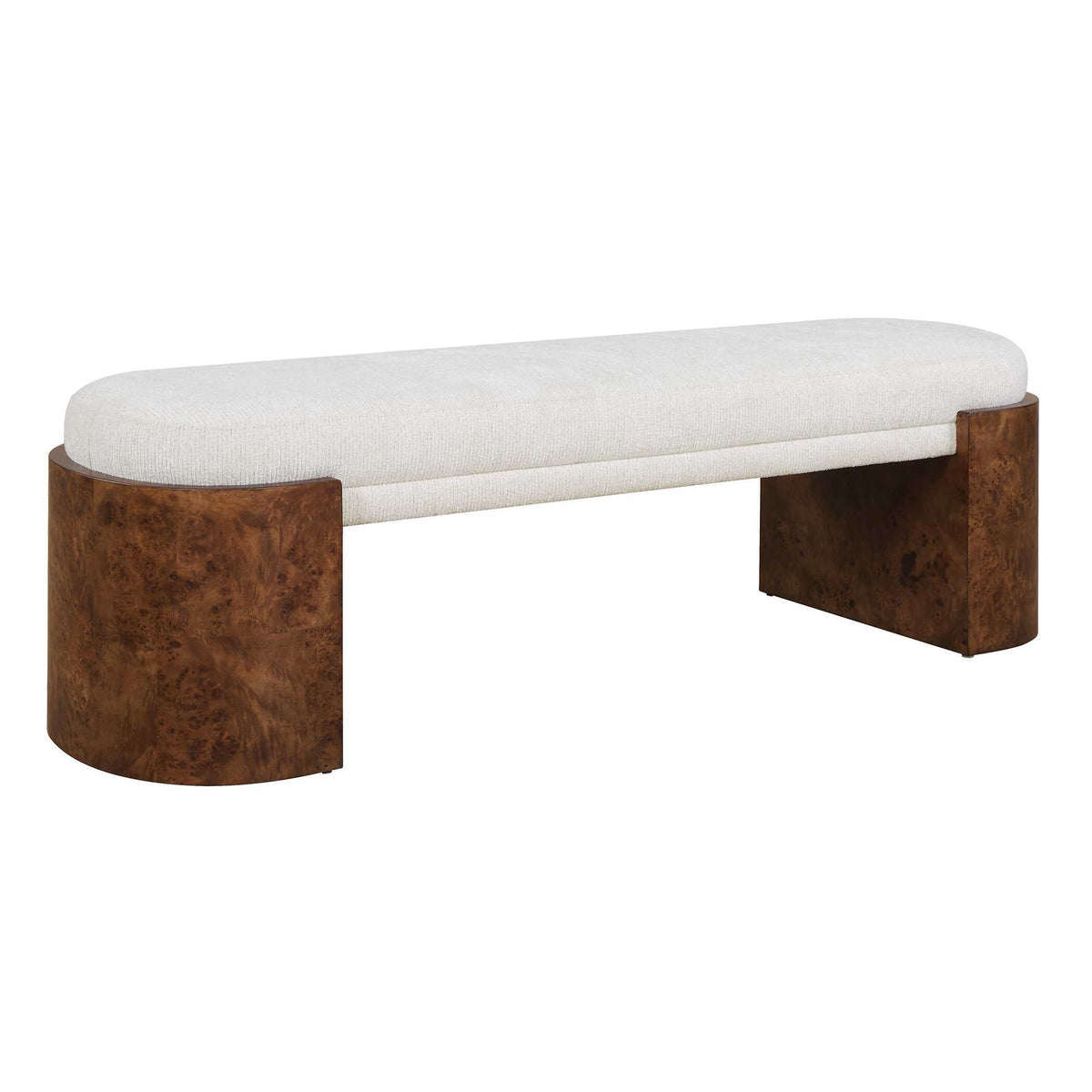 Thorian Bench Brown / Off-White - White / Dark Brown by Uttermost - View 5