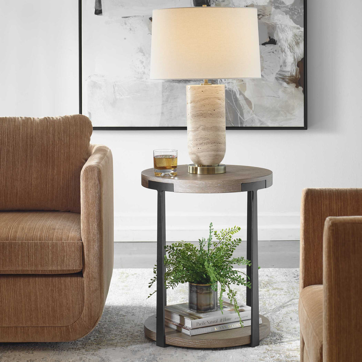 Palisade Round Side Table Natural - Light Brown by Uttermost - View 2