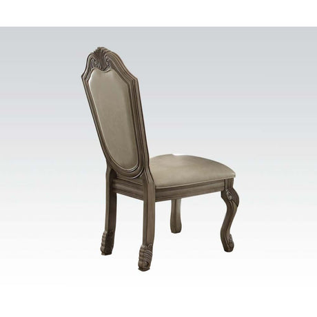 Acme - Chateau de Ville Side Chair (Set-2) 64067A Synthetic Leather & Antique White Finish