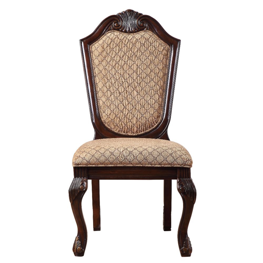 Acme - Chateau De Ville Side Chair (Set-2) 64077A Fabric & Espresso Finish