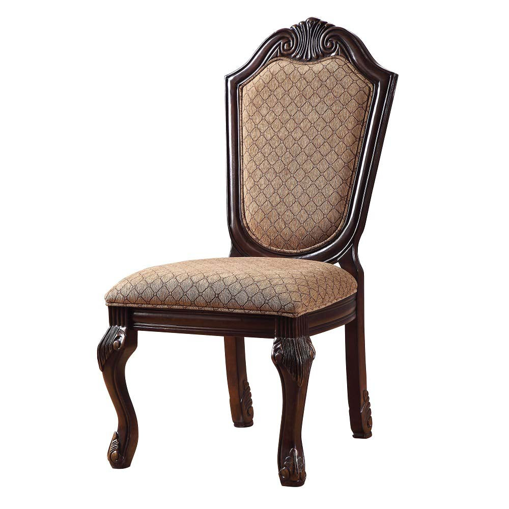 Acme - Chateau De Ville Side Chair (Set-2) 64077 Fabric & Espresso Finish